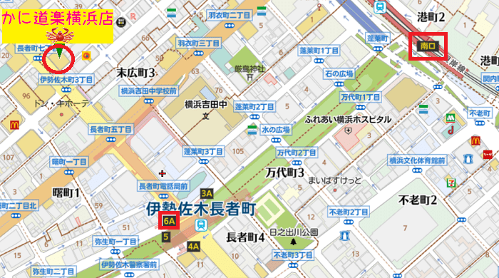 かに道楽横浜店の地図